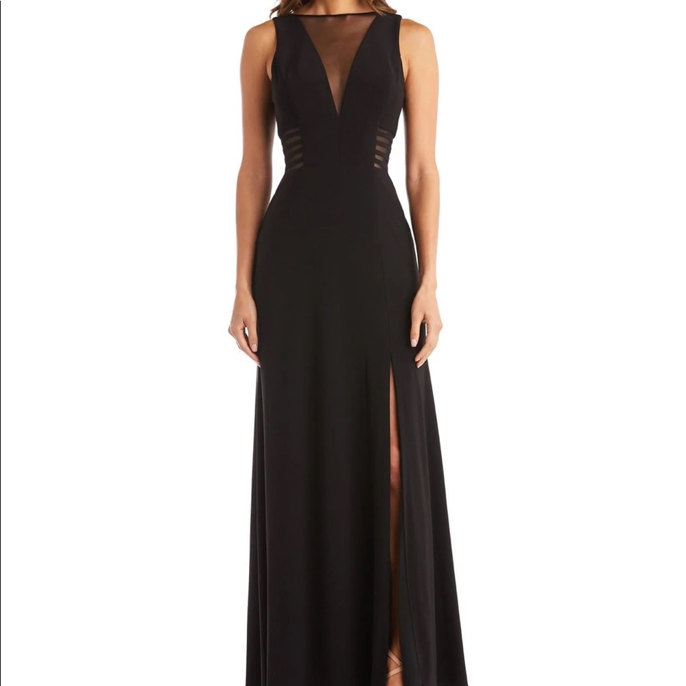 Morgan & Co. Sz 3 gorgeous black gown with mesh cutouts